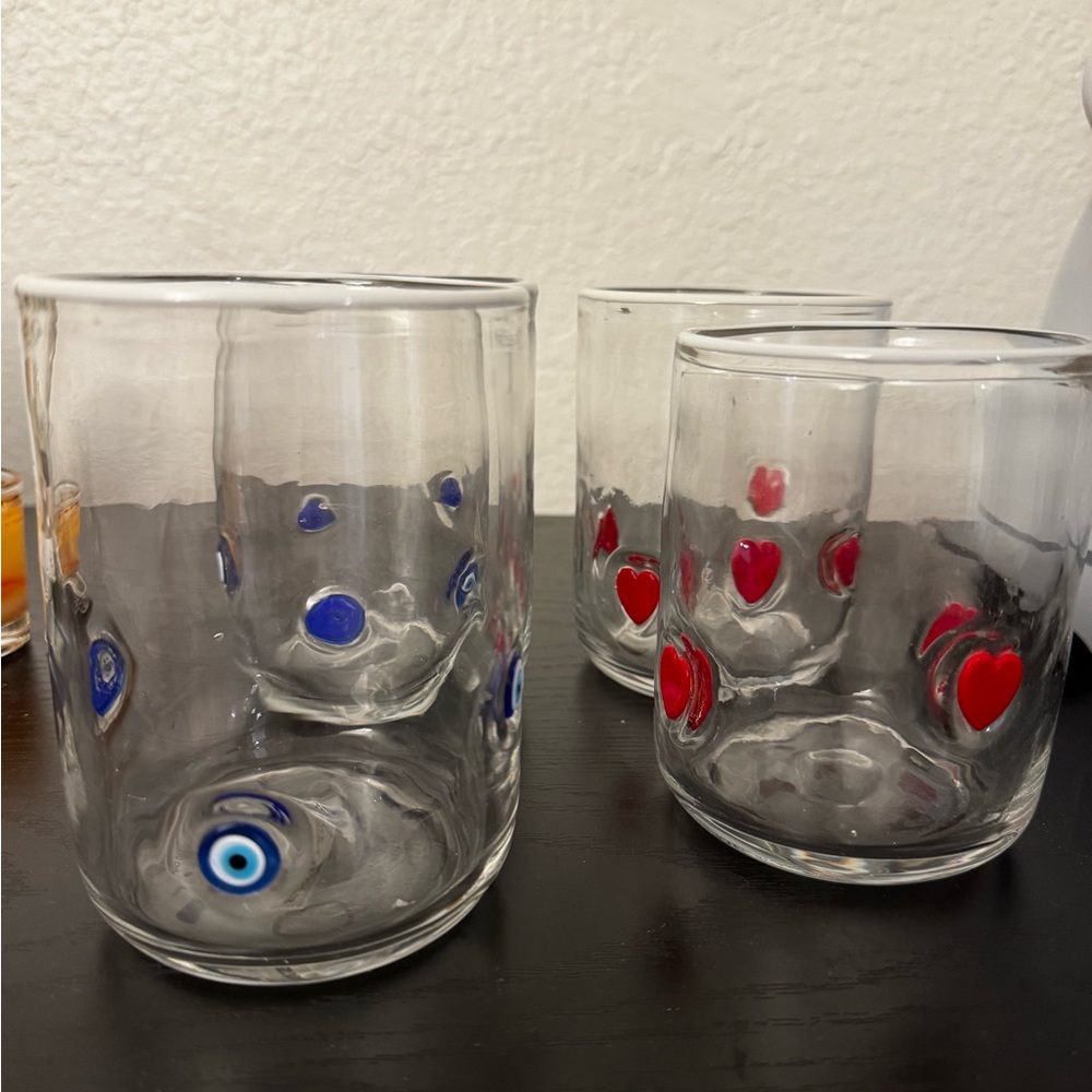 Set of 4 Anthropologie icon glass cups